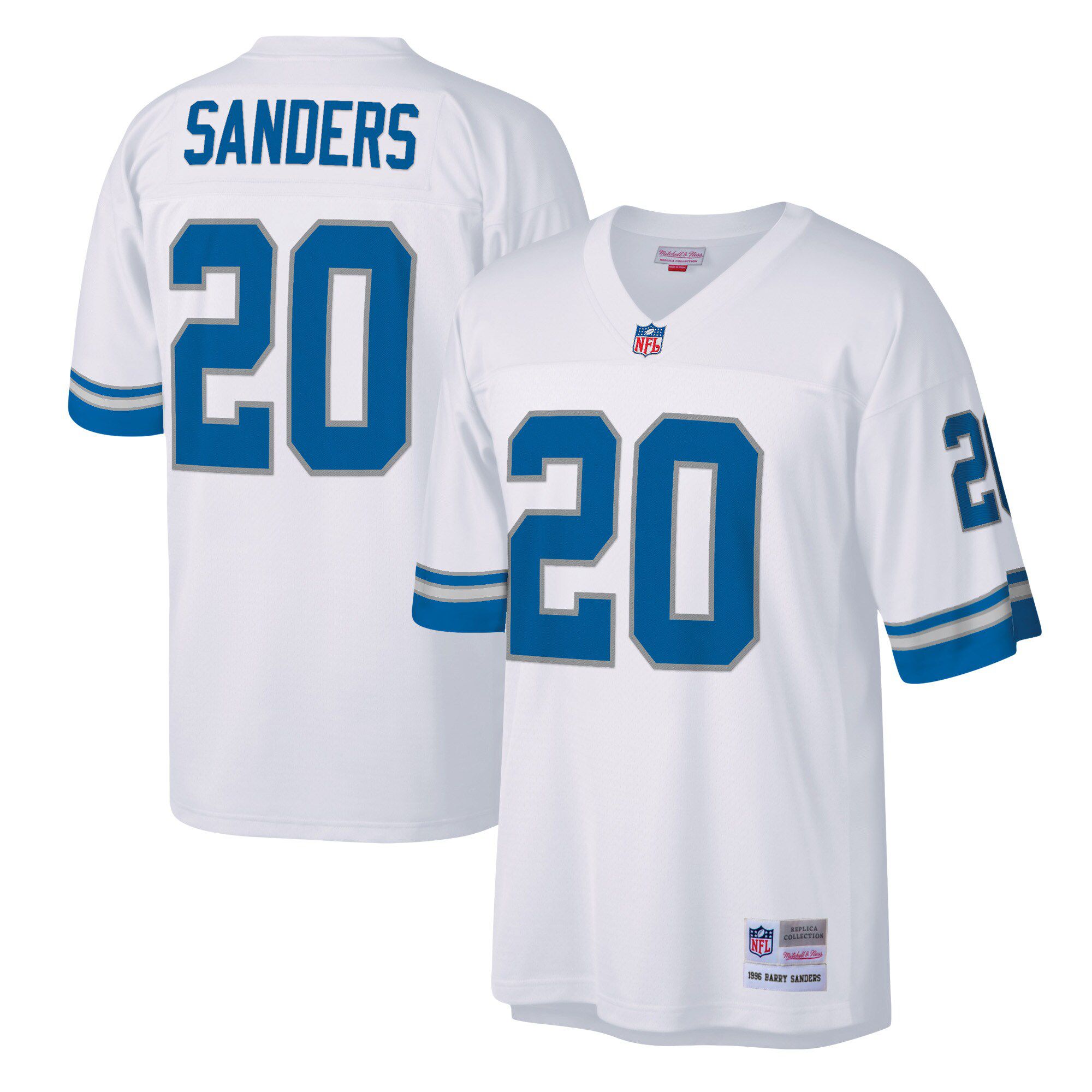 Men Detroit Lions #20 Barry Sanders Nike White Alternate Throwback NFL Jersey
